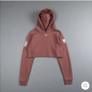 Darc Sport Sisters In Iron Premium Crop Hoodie in Mauve